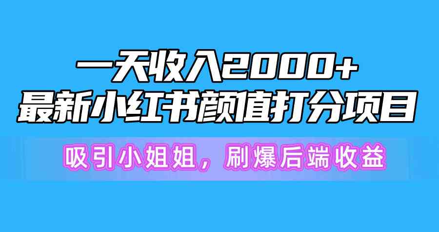 （10187期）一天收入2000+，最新小红书颜值打分项目，吸引小姐姐，刷爆后端收益-玖哥网创