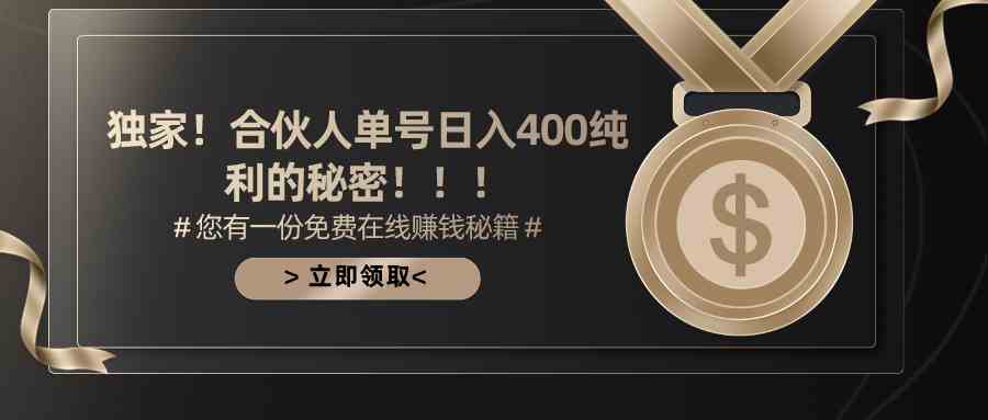 （10028期）合伙人广告撸金最新玩法，每天单号400纯利-玖哥网创