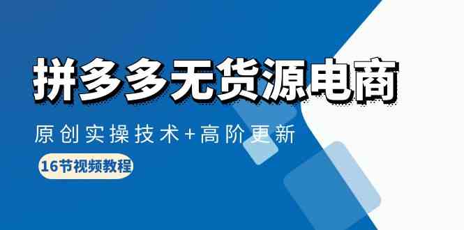 （10015期）拼多多无货源电商，原创实操技术+高阶更新（16节视频教程）-玖哥网创