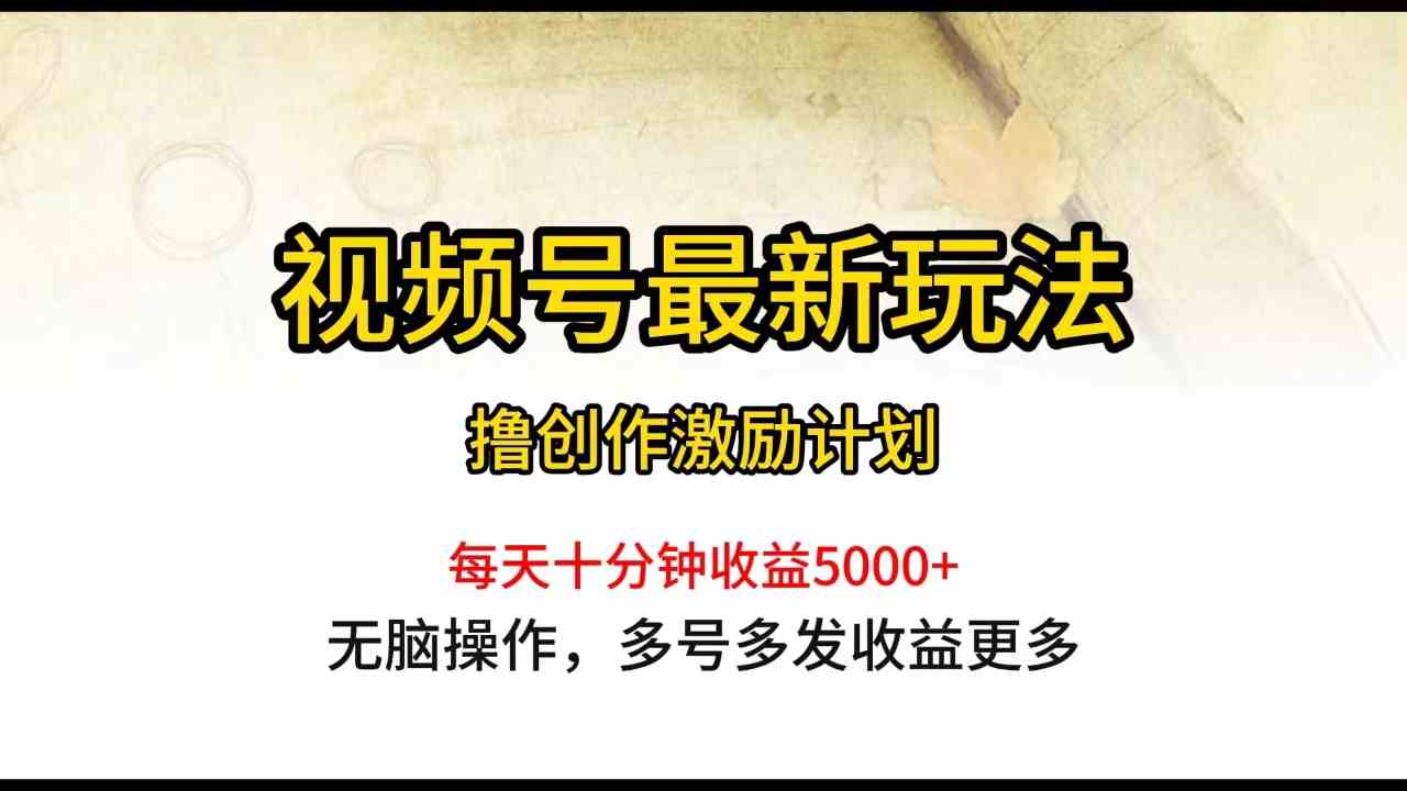 （10087期）视频号最新玩法，每日一小时月入5000+-玖哥网创