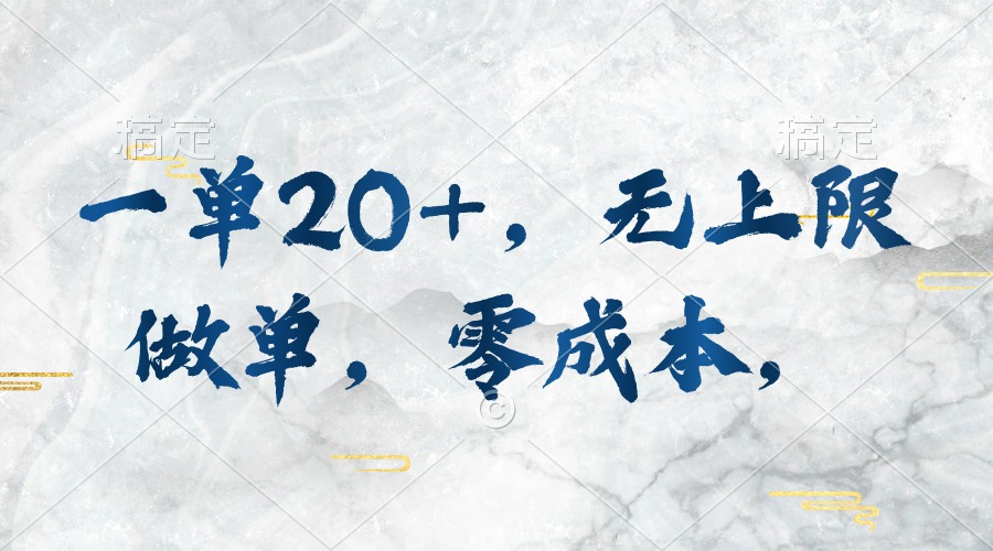 （10455期）一单20+，无上限做单，零成本，执行就有收入-玖哥网创