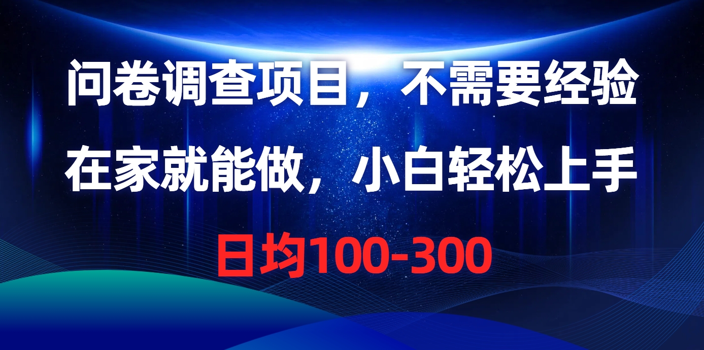 （10402期）问卷调查项目，不需要经验，在家就能做，小白轻松上手，日均100-300-玖哥网创