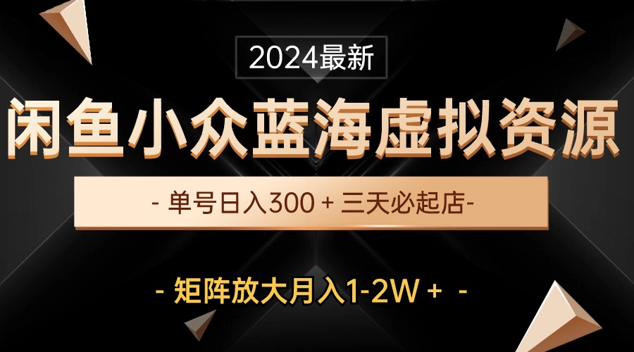 （10336期）最新闲鱼小众蓝海虚拟资源，单号日入300＋，三天必起店，矩阵放大月入1-2W-玖哥网创