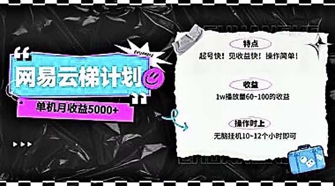 （10389期）2024网易云云梯计划 单机日300+ 无脑月入5000+-玖哥网创