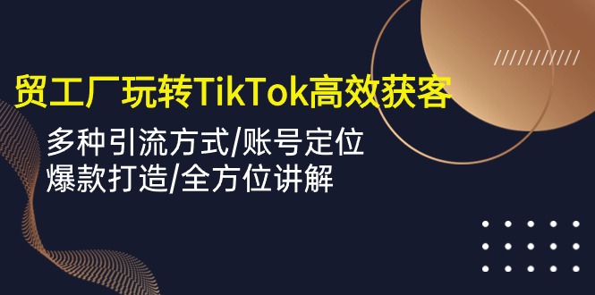 （10302期）外贸工厂玩转TikTok高效获客，多种引流方式/账号定位/爆款打造/全方位讲解-玖哥网创