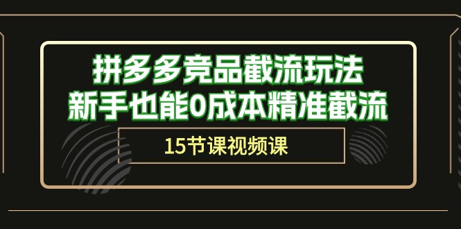 （10301期）拼多多竞品截流玩法，新手也能0成本精准截流（15节课）-玖哥网创