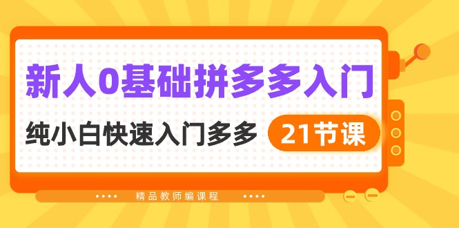 （10299期）新人0基础拼多多入门，​纯小白快速入门多多（21节课）-玖哥网创