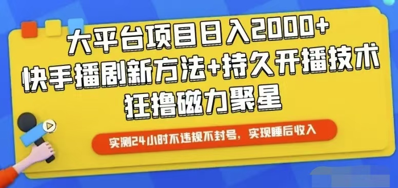 （10694期）快手24小时无人直播，真正实现睡后收益-玖哥网创