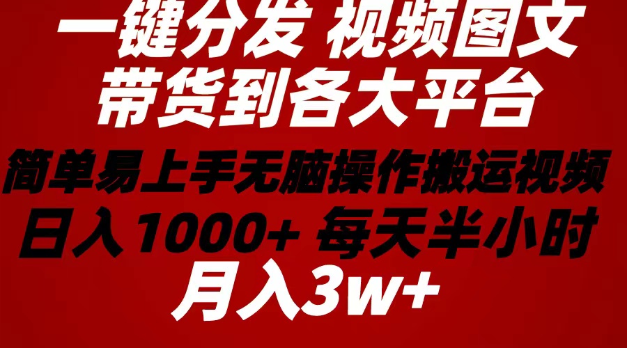 （10667期）2024年 一键分发带货图文视频  简单易上手 无脑赚收益 每天半小时日入1…-玖哥网创