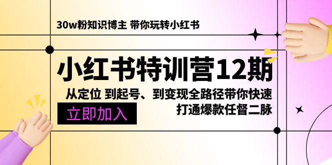 （10666期）小红书特训营12期：从定位 到起号、到变现全路径带你快速打通爆款任督二脉-玖哥网创