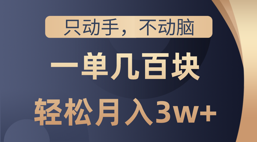 （10561期）只动手不动脑，一单几百块，轻松月入3w+，看完就能直接操作，详细教程-玖哥网创