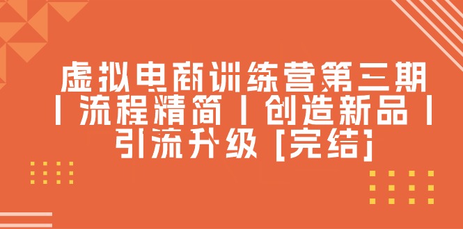 （10960期）虚拟电商训练营第三期丨流程精简丨创造新品丨引流升级 [完结]-玖哥网创