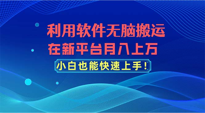 （11078期）利用软件无脑搬运，在新平台月入上万，小白也能快速上手-玖哥网创