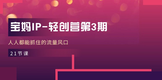 （11042期）宝妈IP-轻创营第3期，人人都能抓住的流量风口（21节课）-玖哥网创