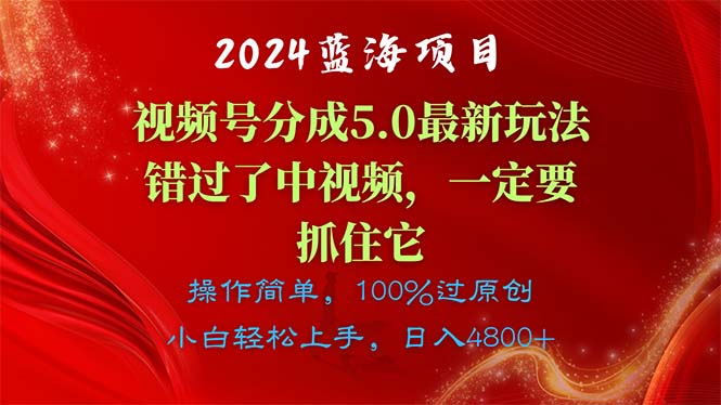 （11032期）2024蓝海项目，视频号分成计划5.0最新玩法，错过了中视频，一定要抓住…-玖哥网创