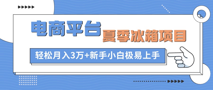（10934期）电商平台夏季冰箱项目，轻松月入3万+，新手小白极易上手-玖哥网创