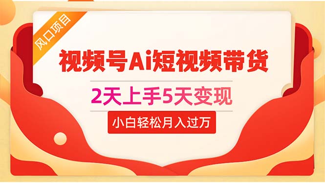 （10807期）2天上手5天变现视频号Ai短视频带货0粉丝0基础小白轻松月入过万-玖哥网创