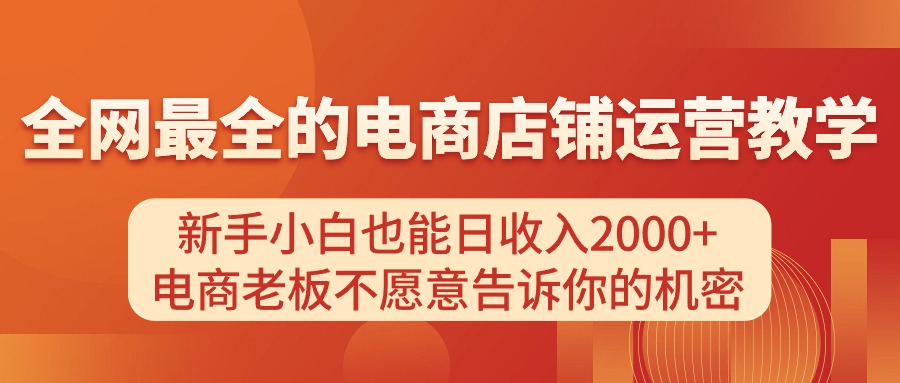 （11266期）电商店铺运营教学，新手小白也能日收入2000+，电商老板不愿意告诉你的机密-玖哥网创