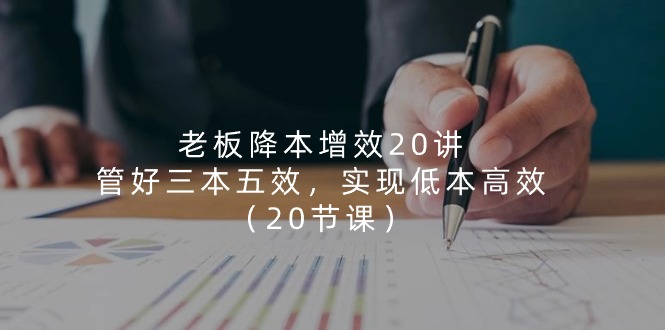 （11238期）老板 降本增效20讲，管好 三本五效，实现低本高效（20节课）-玖哥网创