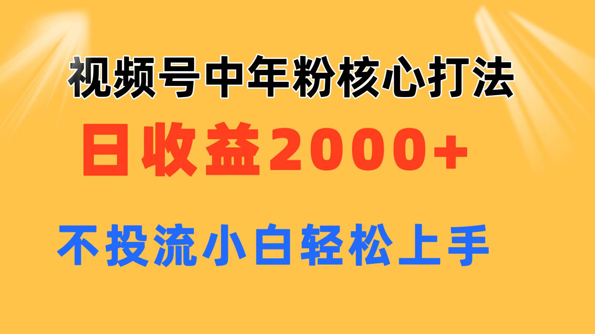 （11205期）视频号中年粉核心玩法 日收益2000+ 不投流小白轻松上手-玖哥网创