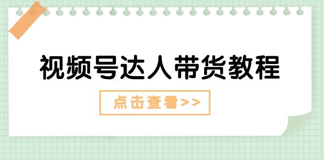 （11162期）视频号达人带货教程：达人剧情打法（长期）+达人带货广告（短期）-玖哥网创