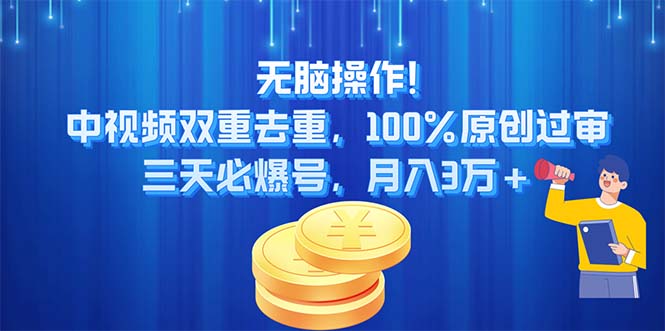 （11353期）无脑操作!中视频双重去重，100%原创过审，三天必爆号，月入3万+-玖哥网创