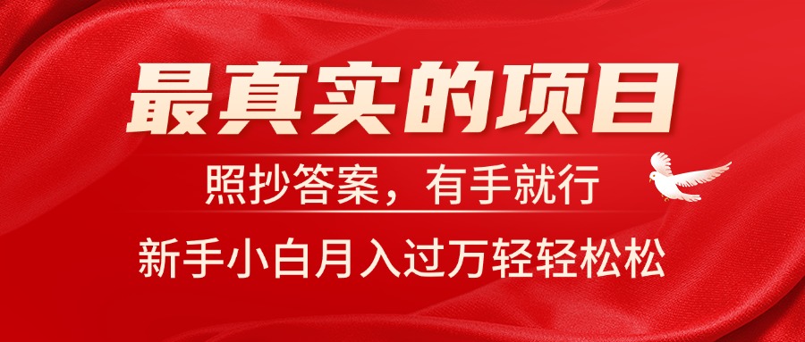 （11362期）最真实的项目，照抄答案，有手就行，新手小白月入过万轻轻松松-玖哥网创