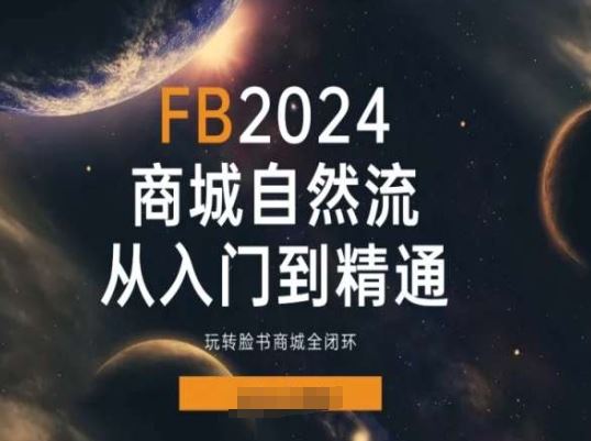 2024Faceboo商城自然流(从入门到精通)，玩转脸书商城全闭环-玖哥网创