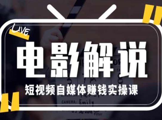 电影解说短视频自媒体赚钱实操课，教你做电影解说短视频，月赚1万-玖哥网创