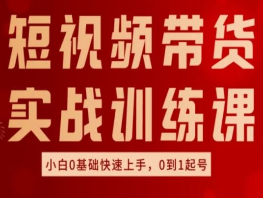 短视频带货实战训练课，好物分享实操，小白0基础快速上手，0到1起号-玖哥网创