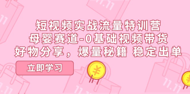 短视频实战流量特训营，母婴赛道-0基础带货，好物分享，爆量秘籍 稳定出单-玖哥网创