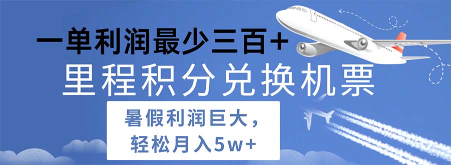 （11385期）2024暑假利润空间巨大的里程积分兑换机票项目，每一单利润最少500-玖哥网创