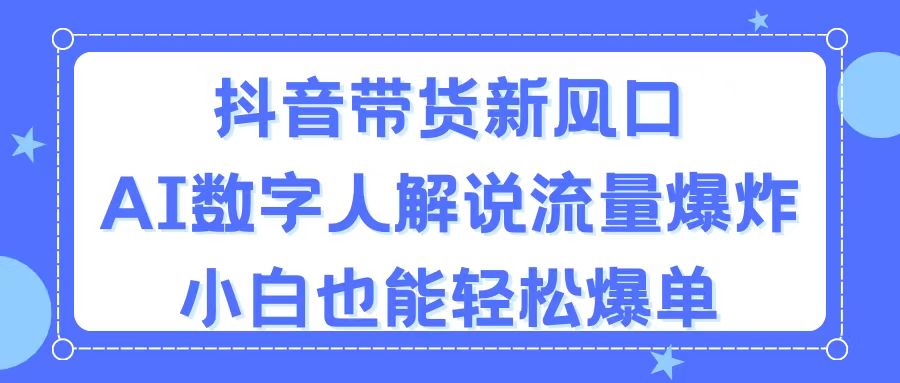 （11401期）抖音带货新风口，AI数字人解说，流量爆炸，小白也能轻松爆单-玖哥网创