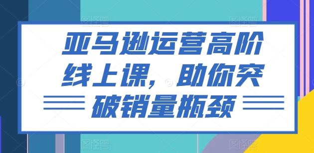 亚马逊运营高阶线上课，助你突破销量瓶颈-玖哥网创