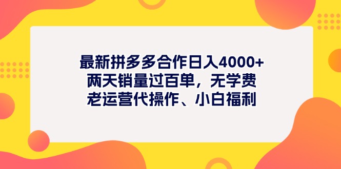 （11410期）最新拼多多项目日入4000+两天销量过百单，无学费、老运营代操作、小白福利-玖哥网创