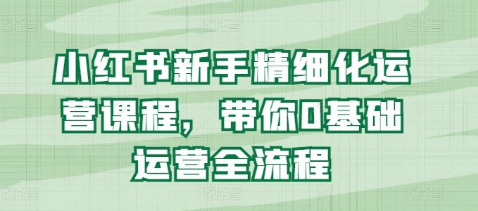 小红书新手精细化运营课程，带你0基础运营全流程-玖哥网创