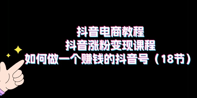 （11436期）抖音电商教程：抖音涨粉变现课程：如何做一个赚钱的抖音号（18节）-玖哥网创