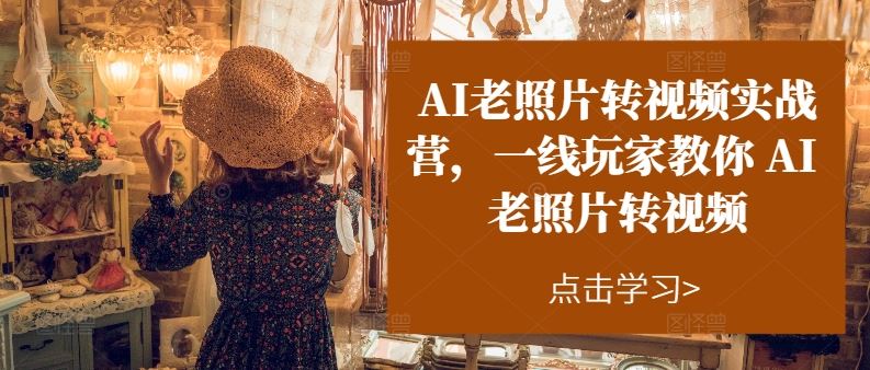 AI老照片转视频实战营，一线玩家教你AI老照片转视频-玖哥网创