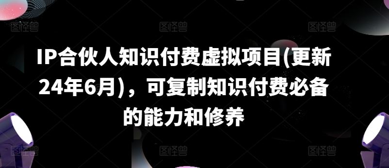 IP合伙人知识付费虚拟项目(更新24年6月)，可复制知识付费必备的能力和修养-玖哥网创