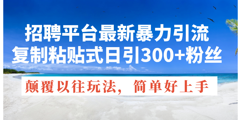 （11538期）招聘平台最新暴力引流，复制粘贴式日引300+粉丝，颠覆以往垃圾玩法，简…-玖哥网创