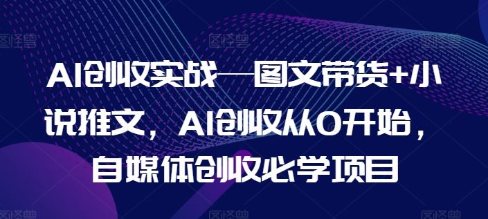 AI创收实战—图文带货+小说推文，AI创收从0开始，自媒体创收必学项目-玖哥网创