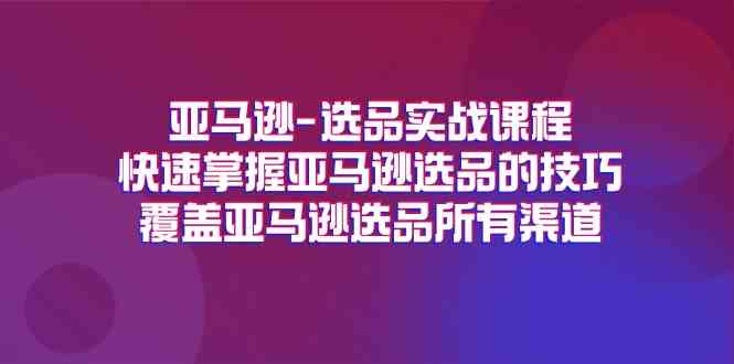 亚马逊选品实战课程，快速掌握亚马逊选品的技巧，覆盖亚马逊选品所有渠道-玖哥网创