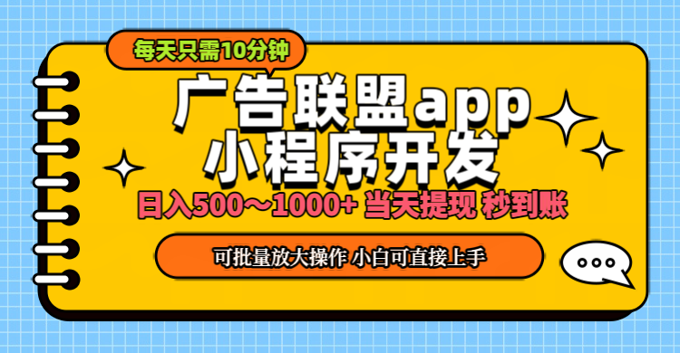 （11645期）小程序开发 广告赚钱 日入500~1000+ 小白轻松上手！-玖哥网创