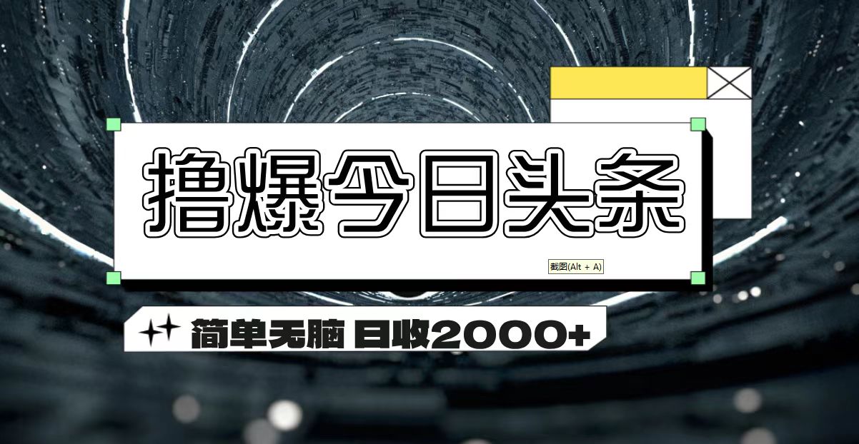 （11665期）撸爆今日头条 简单无脑操作 日收2000+-玖哥网创