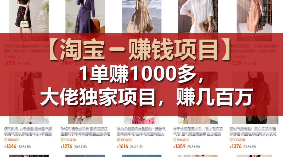 （11685期）【淘宝赚钱项目】1单可赚1000多，大佬独家项目，年赚几百万-玖哥网创