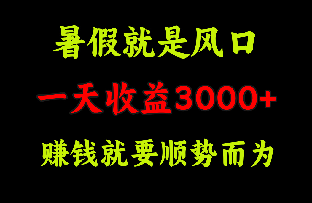 （11670期）一天收益3000+ 赚钱就是顺势而为，暑假就是风口-玖哥网创