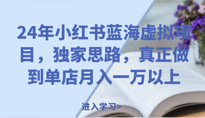 24年小红书蓝海虚拟项目，独家思路，真正做到单店月入一万以上。-玖哥网创