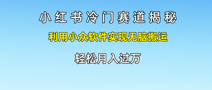 小红书冷门赛道揭秘,利用小众软件实现无脑搬运，轻松月入过万-玖哥网创
