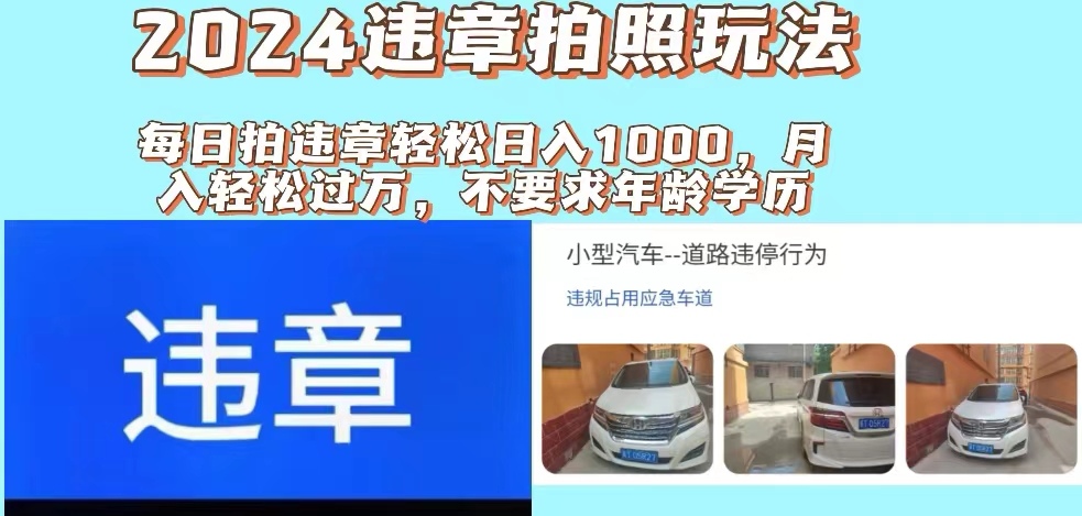 （11743期）2024违章拍照新玩法，推广躺赚+拍照赚钱双模式，日入1000+-玖哥网创