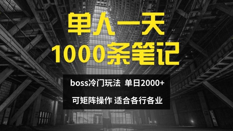 单人一天1000条笔记，日入2000+，BOSS直聘的正确玩法【揭秘】-玖哥网创